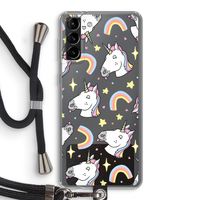 Rainbow Unicorn: Samsung Galaxy S21 Plus Transparant Hoesje met koord