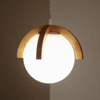 Hanglamp opaalglazen bol & hout E14 fitting &apos;Steffen&apos;