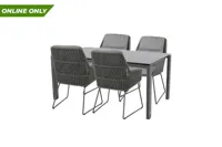 Goa tafel 160 x 95 cm met 4 Valencia diningstoelen