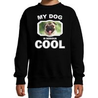 Honden liefhebber trui / sweater mopshond my dog is serious cool zwart voor kinderen - thumbnail