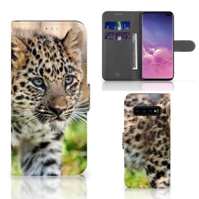 Samsung Galaxy S10 Plus | Telefoonhoesje | Met pasjeshouder | Baby Luipaard