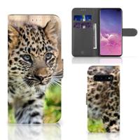 Samsung Galaxy S10 Plus | Telefoonhoesje | Met pasjeshouder | Baby Luipaard