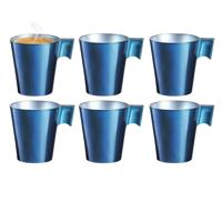 Luminarc Espresso kopje - 6x - donkerblauw - keramiek - 80 ml - koffiekopje bekers