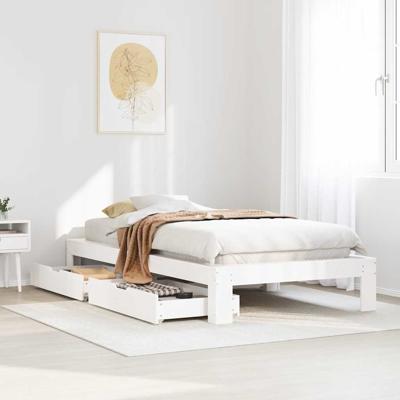 Bedframe zonder matras massief grenenhout wit 90x200 cm