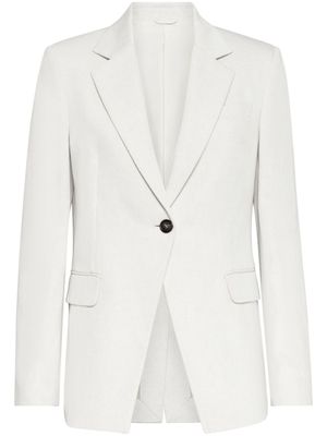 Brunello Cucinelli blazer à simple boutonnière - Blanc