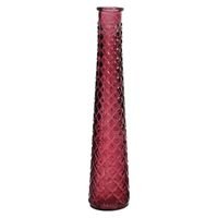 Vaas/bloemenvaas van gerecycled glas - D7 x H32 cm - transparant rood