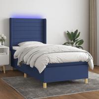 Boxspring met matras en LED stof blauw 100x200 cm