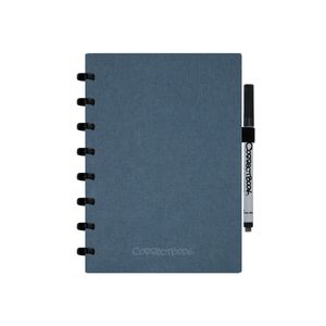 Correctbook Linnen Hardcover A5 Steel Blue-Blanco - Uitwisbaar / Herschrijfbaar Notitieboek