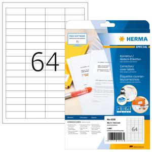 Herma 4226 Correctie-etiketten 48.3 x 16.9 mm Papier, mat Wit 1600 stuk(s) Permanent hechtend Laser (zwart/wit), Kopiëren (zwart/wit), Laser (kleur), Kopiëren