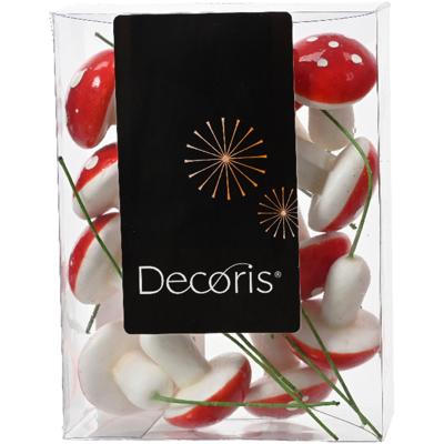 Decoris paddenstoelen stekers - 30x st - 30x3 cm - kerststukje decoratie