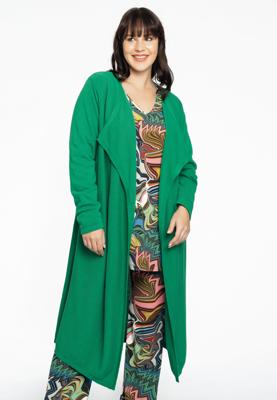Yoek Vest met gedrapeerde hals cashmere | Groen | Maat 50/52