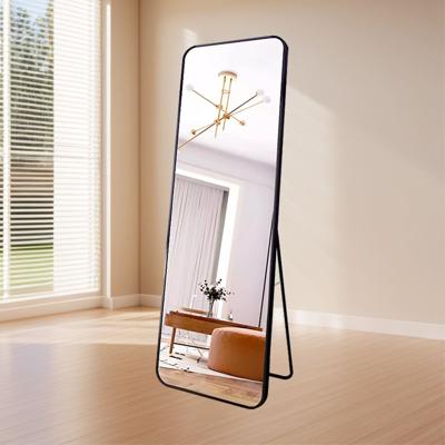 LoXa Passpiegel Elegancia Zwart - 160x60 cm - Staand & Hangend - Aluminium Frame - HD Glas - Luxe Volledige Lichaam Spiegel