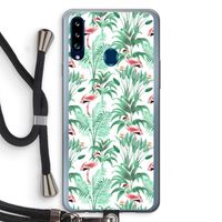 Flamingo bladeren: Samsung Galaxy A20s Transparant Hoesje met koord