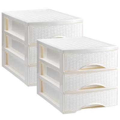 Ladekastje bureau organizer SORTED - 2x - 3 lades - wit - L26 x B35 x H28 cm - kunststof