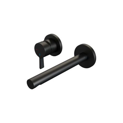 Inbouw Wastafelmengkraan Brauer Black Edition Coldstart Rechte Uitloop Halfronde Hendel Links Geborsteld Mat Zwart Met Rozetten Brauer