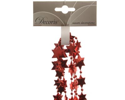 Kralenketting plastic ster 270cm kerstrood - Ksd