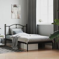 Bedframe met hoofdbord metaal zwart 107x203 cm