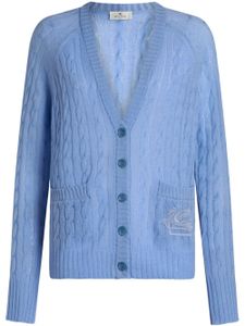 ETRO cardigan en maille torsadée à motif Pegaso - Bleu