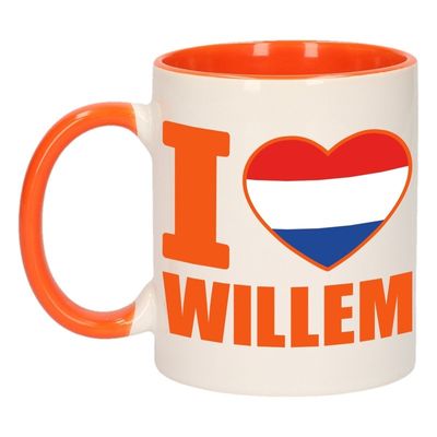 I love Willem mok/ beker oranje wit 300 ml I love Willem mok/ beker oranje wit 300 ml