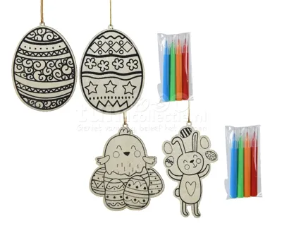 Paasdecoratie Hanger MDF Kleurplaat Assorti 1st