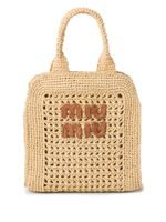 Miu Miu sac cabas en raphia - Tons neutres - thumbnail