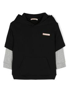 Marni Kids hoodie en coton à effet superposé - Noir