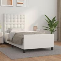 Bedframe met hoofdbord kunstleer wit 90x190 cm