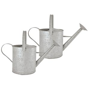 Gieter/plantengieter - 2x - zink - 3.5 liter - klassiek/decoratief - 42 x 17.5 x 24 cm   -