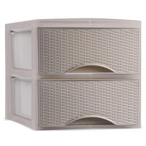 Thuis kantoor organizer ladeblok - 2 lades - 26 x 34,5 x 26 cm - opslag - Kunststof - Beige