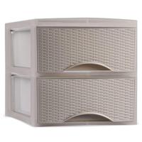 Thuis kantoor organizer ladeblok - 2 lades - 26 x 34,5 x 26 cm - opslag - Kunststof - Beige - thumbnail