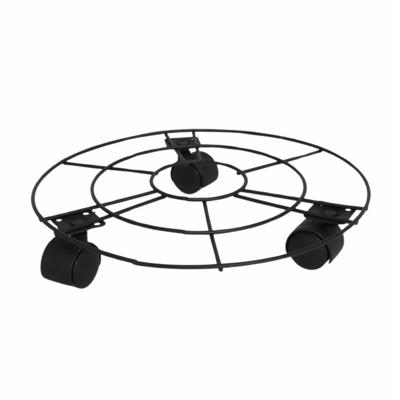 Gerimport Planten trolley - multiroller - rond - zwart - metaal - D25 cm