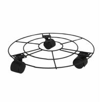 Gerimport Planten trolley - multiroller - rond - zwart - metaal - D25 cm
