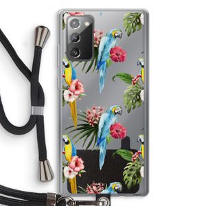 Kleurrijke papegaaien: Samsung Galaxy Note 20 / Note 20 5G Transparant Hoesje met koord