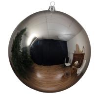Decoris grote kerstbal - zilver - glans - kunststof - 14 cm - onbreekbaar - kerstversiering