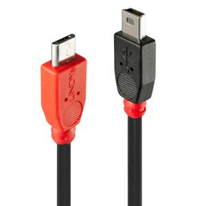 LINDY USB-kabel USB 2.0 USB-micro-B stekker, USB-mini-B stekker 2.00 m Zwart Met OTG-functie 31719