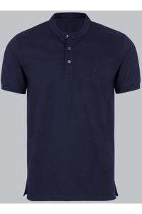 TRIGEMA Regular Fit T-Shirt Henley kraag Marine, Effen