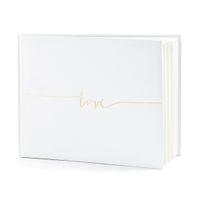 Gastenboek/receptieboek Love - Bruiloft - wit/goud - 24 x 18,5 cm - thumbnail