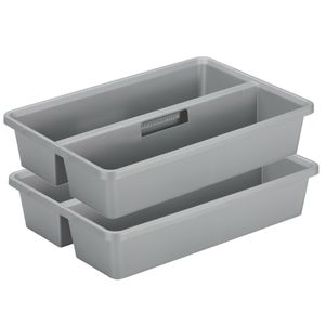 Sunware organiser - 2 stuks - kunststof - 50 x 33 cm - grijs - 2 vakken