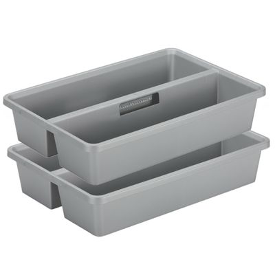 Sunware organiser - 2 stuks - kunststof - 50 x 33 cm - grijs - 2 vakken