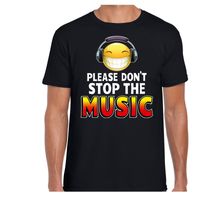 Please dont stop the music funny emoticon shirt heren zwart 2XL  - - thumbnail