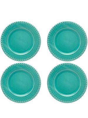 Bordallo Pinheiro lot de quatre assiettes Fantasia - Bleu
