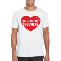 Huwelijksaanzoek t-shirt Wil je met me trouwen wit heren