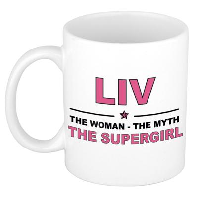 Liv cadeau mok - Woman Myth Supergirl - naam koffiemok - 300 ml - collega - moederdag