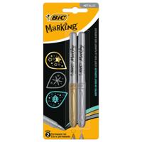 BIC permanent marker goud en zilver