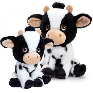 Pluche knuffel dieren koeien familie setje 18 en 25 cm - Knuffel boederijdieren