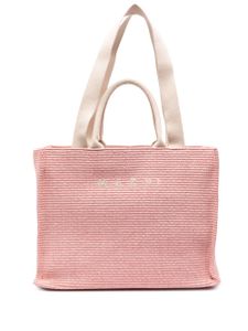 Marni sac cabas en raphia à logo brodé - Rose