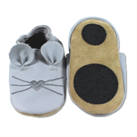 Hobea babyslofjes extra antislip Maus hellgrau-26-27