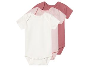 lupilu 3 baby rompers (Wit/roze, 74/80)