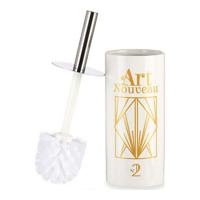 Toiletborstel Berilo Art Nouveau Wit Gouden Zilverkleurig Keramisch 9,6 x 32 x 9,6 cm