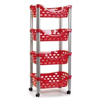 Plasticforte Trolley - keukentrolley op wieltjes - 4-laags - rood - kunststof - 40 x 88 cm - thumbnail